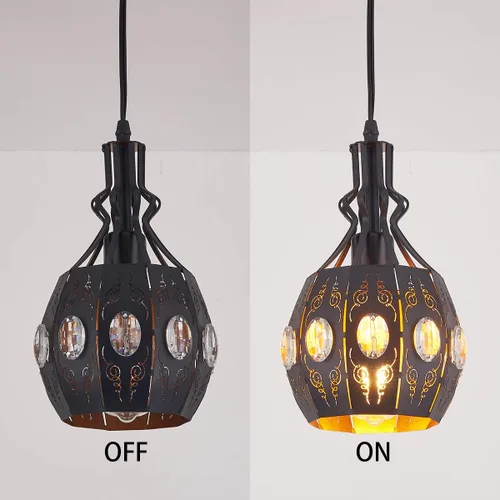 Vista 8 de YLONG-ZS Lámpara Colgante Swag Luces con Enchufe Luz Colgante con Enchufe, Luces Colgantes con Cable con Enchufe Pequeña Negra Vintage Rústica