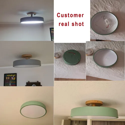 Vista 9 de Lámpara de techo LED regulable, lámpara de techo moderna de 9 pulgadas, montaje empotrado, de madera, de 12 W, lámpara blanca para sala de estar