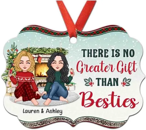 Vista 15 de Adorno personalizado con texto en inglés «Best Friend are Hard to Find Because The Very Best is Already Mine», adorno de Navidad personalizado 2023