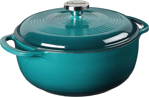 Vista 14 de Lodge Horno holandés de hierro fundido esmaltado de 4.5 cuartos de galón con tapa, asas dobles, apto para horno hasta 500° F o en la estufa, uso