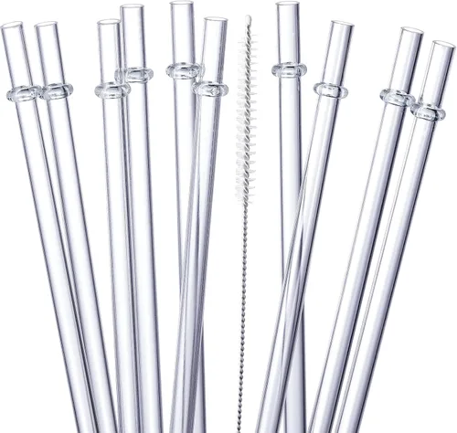 Vista 8 de Paquete de 24 popotes de plástico reutilizables altamente transparentes con 4 cepillos de limpieza, popotes de 10.5 pulgadas de largo, popote