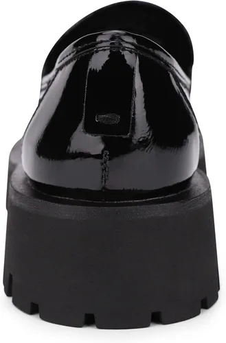 Vista 4 de ISOMEI Mocasines gruesos de tacón grueso para mujer, con plataforma de charol y cuero, con metal