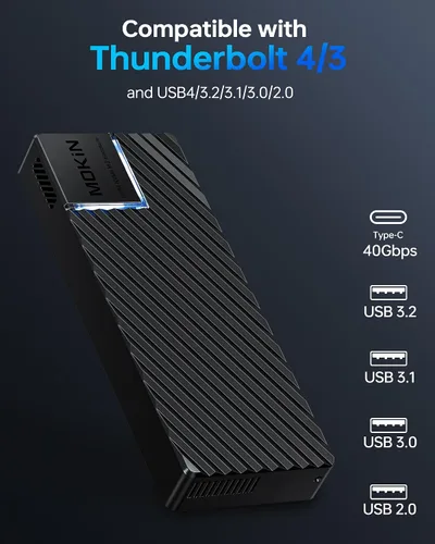 Vista 6 de Carcasa M.2 NVMe, carcasa SSD M.2 de 40 Gbps compatible con M4/Pro/Max MacBook Mac Mini, compatible con SSD tamaño 2230/2242/2260/2280 B+M M-Key