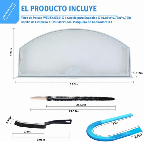 Vista 2 de WE03X23881 Kit de reemplazo de filtro de pelusa para secadora GE, con manguera de vacío