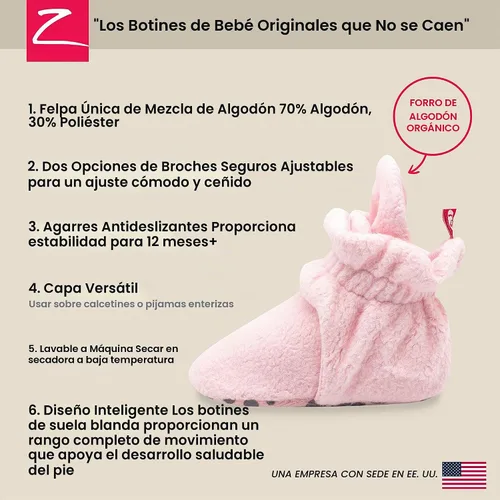 Vista 4 de Zutano Botines de forro polar unisex para bebé, con cierre de dos broches, de recién nacido a 24 meses Rosa bebé