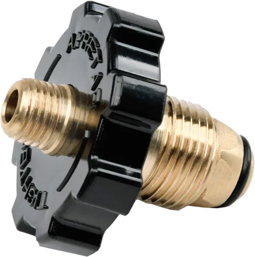 Vista 3 de GasSaf Tapón adaptador de tanque de gas propano POL de nariz suave con exceso de flujo X 1/4 pulgadas macho rosca de tubería (2 piezas)