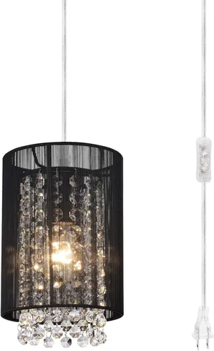 Vista 13 de TISLYCO - Lámpara de araña de cristal con enchufe y cable largo de 13.12 pies y interruptor de encendido/apagado, lámparas colgantes con enchufe