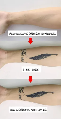 Vista 2 de Tatuajes semipermanentes, tatuajes temporales, 8 hojas de tinta a base de plantas tatuajes de flores azules para adultos, mujeres, niñas y niños