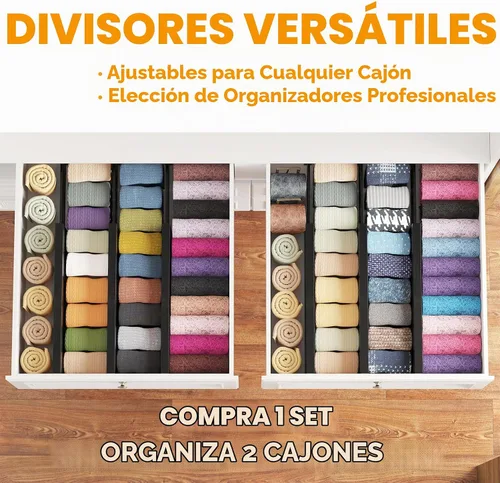 Vista 5 de SpaceAid - Separadores de cajones de bambú para cómoda de 6 piezas, organizadores de cajones ajustables de 4.65" de alto, 12.5"-17" de ancho