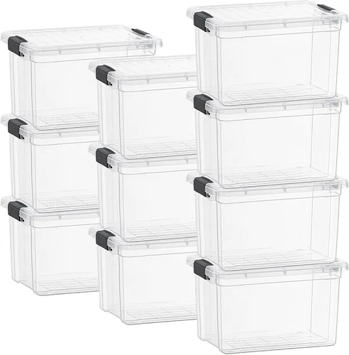Vista 114 de Superio Mini contenedor de almacenamiento de plástico para crayón, suministros de arte y estuche de costura, organizador pequeño apilable