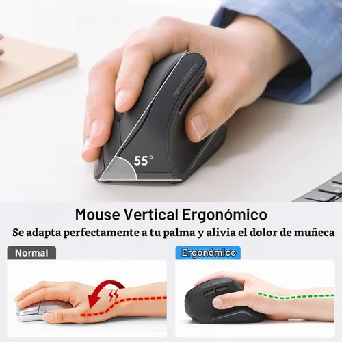 Vista 2 de SANWA Ratón ergonómico inalámbrico 2.4G, ratón vertical de clic silencioso 2.4G wireless