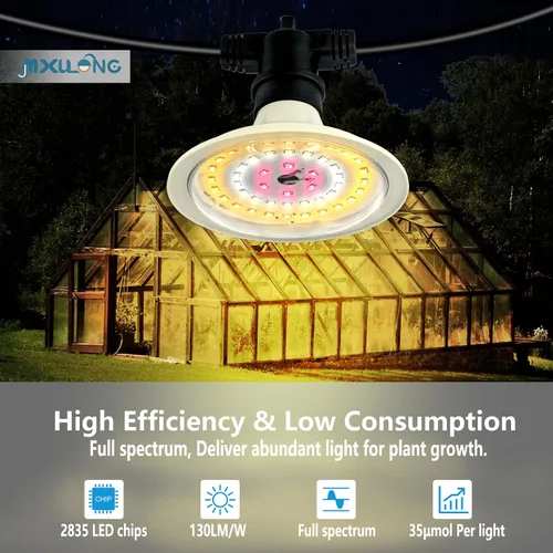 Vista 5 de Luces LED de Crecimiento para Exteriores, Luz de Crecimiento de Cadena Impermeable, Luces de Crecimiento de Plantas de Espectro Completo con Cable