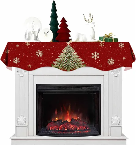 Vista 13 de NYZE Bufanda para Repisa de Chimenea Navideña 60 x 17 Pulgadas Cubierta Decorativa para Repisa de Chimenea de Navidad Camino de Mesa para Repisa