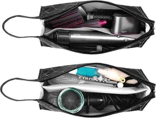 Vista 7 de Funda de viaje de cuero PU compatible con Dyson Airwrap Styler/Shark Flexstyle, funda de transporte portátil para secador de pelo Dyson Supersonic