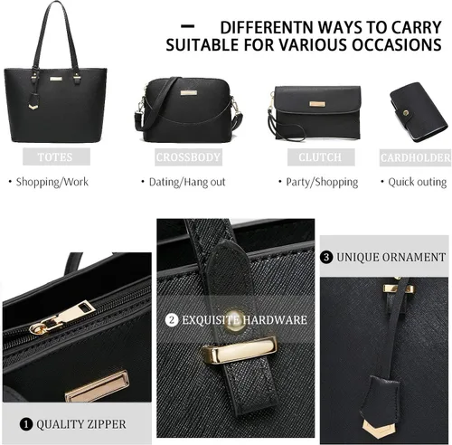 Vista 4 de YNIQUE Bolsos y bolsos de mano para mujer, Negro