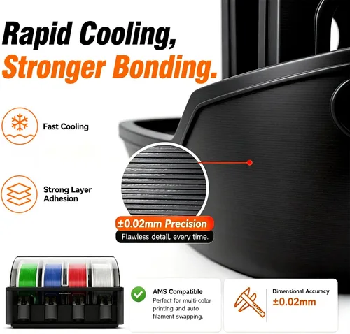 Vista 4 de Kingroon Paquete de filamento PLA de alta velocidad para impresora 3D de 1.75 mm, filamento rápido para impresora 3D para impresión hiper rápida