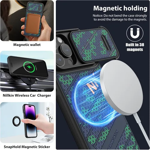 Vista 3 de Nillkin Funda magnética para iPhone 14 Pro Max con funda de cámara, compatible con MagSafe, CamShield Pro Magnetic 14 Pro Max 5G de 6.7 pulgadas
