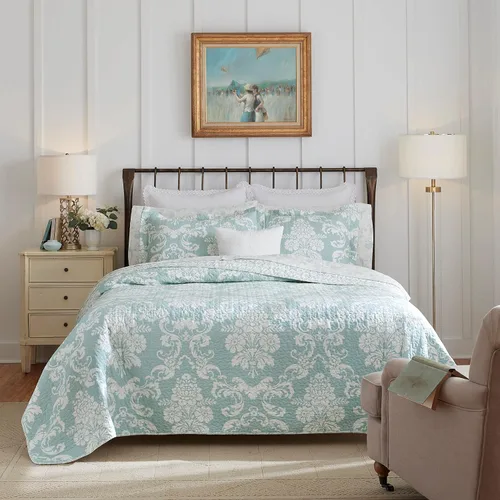 Vista 13 de Laura Ashley - Juego de edredón individual, ropa de cama reversible de algodón con funda a juego, decoración ligera del hogar, ideal para todas