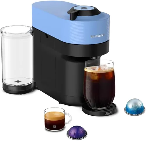 Vista 9 de Nespresso Vertuo Pop+ Cafetera para café y espresso de De'Longhi, Samra Origins de The Weeknd Vertuo Buna Amarillo con espumador de leche Aeroccino3