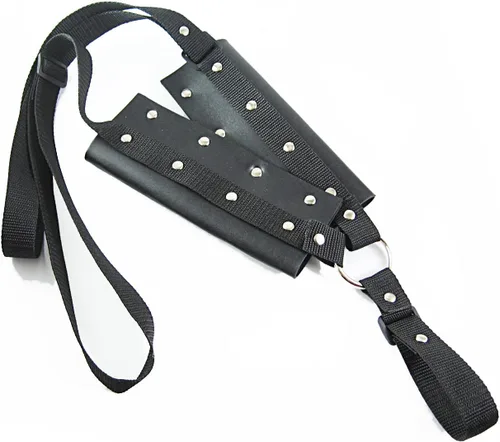 Vista 2 de Warrior - Funda para correa trasera de doble espada, soporte de espadas dobles de espuma de madera con cinturón, correa trasera de hombro katana