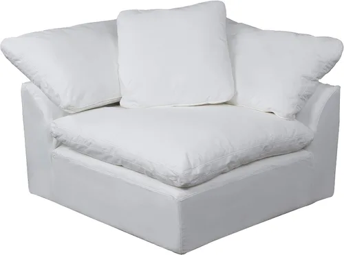 Vista 4 de Sunset Trading Cloud Puff - Sofá modular de 2 piezas con cubierta seccional blanca, tela resistente a la humedad