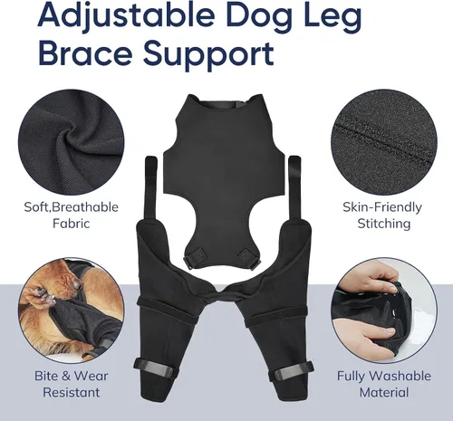 Vista 5 de Supet Dog Rear Leg Sleeve to Stop Licking- Potty-Friendly for TPLO ACL Surgery Leg Injuries, Chew Resistant Washable Recovery Sleeve, for Male and