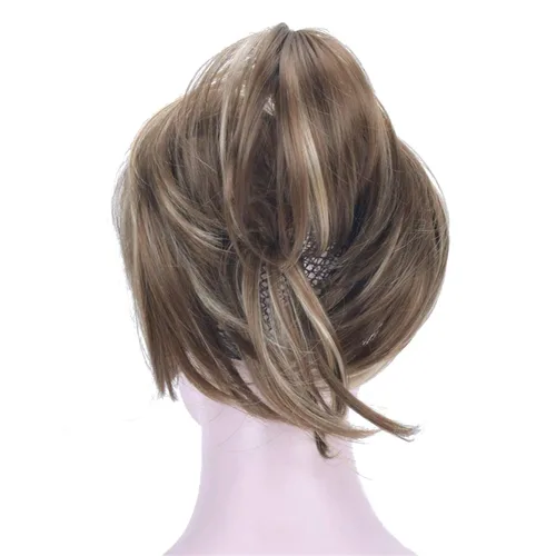 Vista 2 de Aimole Peluca de cabello sintético con clip y clip ajustable, extensiones cortas de cabello sintético (12TT26)