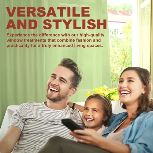 Vista 7 de YHSF Cortinas traslúcidas – Juego de 2 paneles para decoración del hogar – Elegantes cortinas de gasa sólida con bolsillo para barra para Verde
