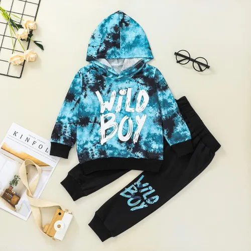 Vista 2 de Conjunto de sudadera de manga larga con capucha y pantalones deportivos para otoño e invierno