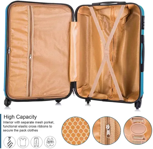 Vista 4 de yotefe Juego de maletas rígidas, equipaje de viaje con ruedas, juego de maleta, maleta giratoria para mujeres y hombres, Azul, Juego de equipaje
