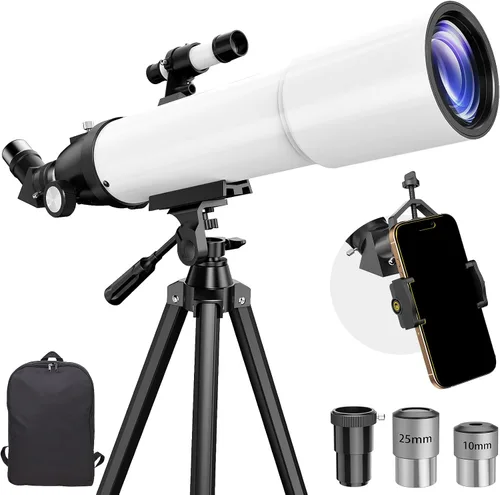 Vista 8 de Telescopio refractor de 3.543 in para adultos y niños: alcance 150X con Cian