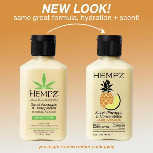 Vista 3 de Hidratante corporal herbal Hempz, dulce de piña y miel de melón