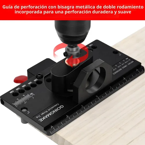 Vista 8 de GOINGMAKE plantilla de bisagra oculta de metal con abrazadera rápida y adaptador de aspiradora de polvo Oculta plantilla de bisagra de puerta
