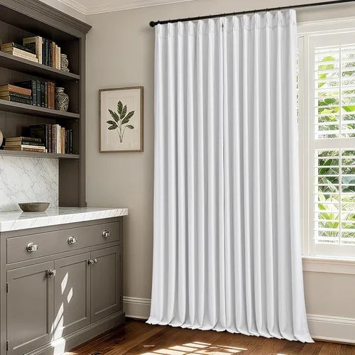 Vista 26 de Juego de 2 paneles de cortinas plisadas negras de 80 pulgadas para sala de estar, cortinas plisadas de lino con forro de 80 pulgadas de largo, 100%