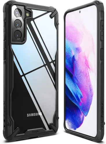 Vista 45 de Ringke Fusion-X [revestimiento dual antiarañazos] compatible con Samsung Galaxy A14 (4G y 5G), parachoques aumentado transparente, parte trasera