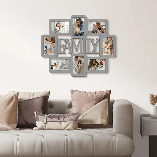 Vista 2 de Jerry & Maggie Marco de fotos familiar de 8 aperturas de 4 x 6 marcos para decoración de pared familiar, marcos de fotos de PVC para galería