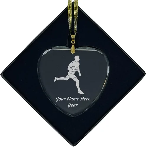 Vista 6 de LaserGram Personalized Glass Christmas Ornament, Rugby Player, Custom Laser Engraved Gift Idea (Diamond Shape)
