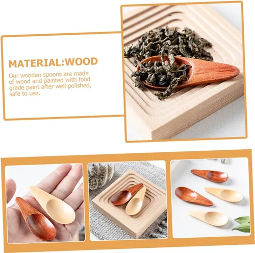 Vista 8 de Cucharas de madera pequeñas 2 cucharas de madera para postre cucharadita de sal cucharadita multifunción cucharas pequeñas cucharas de té prácticas
