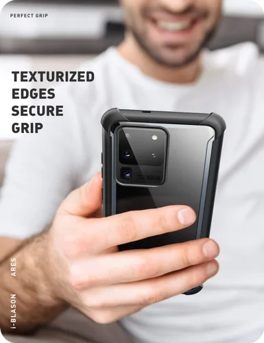 Vista 7 de i-Blason Ares Series - Carcasa protectora resistente y transparente para Galaxy S20 Ultra (2020) de 6.9 pulgadas, color negro