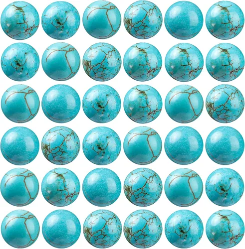 Vista 13 de 100 piezas de cuentas de piedra natural de 6 mm, turquesa africana redonda, cuentas sueltas de gema con cordón elástico para hacer pulseras