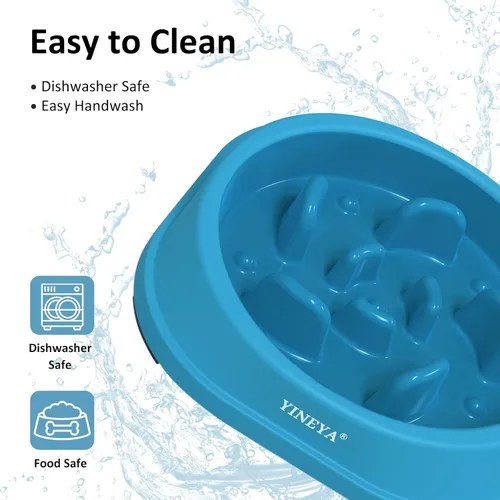 Vista 7 de YINEYA 2 cuencos de alimentación lenta antiasfixia para perros de tamaño pequeño, cuenco de alimentación lenta para gatos, suministros