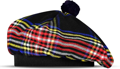 Vista 25 de Sombrero escocés Tam o Shanter Gorro escocés Tartan P.V Tartan (poliviscosa) Mezcla de lana con pompón Talla única para todos.