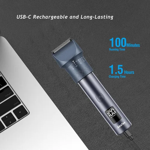 Vista 8 de Aesfee - Juego de recortadora de barba profesional 3 en 1 y cortadora de pelo para hombres, resistente al agua IPX7, kit de afeitadora eléctrica