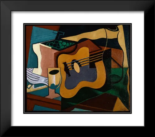 Vista 2 de ArtDirect Juan Gris 23x20 Black Modern Frame and Double Matted Museum Art Print Titled - Still Life with Guitar (1920)