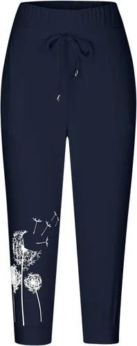 Vista 9 de Pantalones capri para mujer, estampado de diente de león, pantalones capri con cordón de cintura alta, elásticos, pantalones cortos de verano