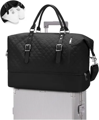 Vista 22 de VECAVE Bolsa de viaje para mujer, bolsa deportiva para gimnasio, E20-Púrpura profundo, Grande, Bolsa de viaje