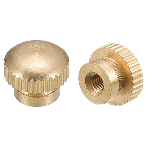 Vista 12 de uxcell Tuercas moleteadas para pulgar, 5 tuercas moleteadas de latón M3 x D10mm x H8mm con collar de cabeza alta con agujero ciego moleteado