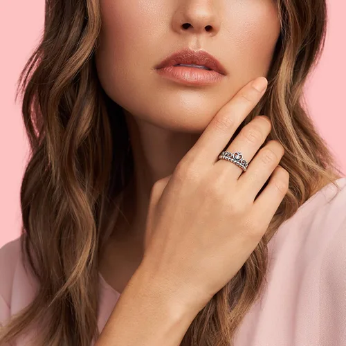 Vista 3 de Pandora Anillo de corona de tiara de princesa, anillo de plata de ley para mujer, anillo apilable, regalo para ella, plata de ley con circonita