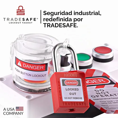 Vista 6 de TRADESAFE Bloqueo de la cubierta del botón de parada de emergencia: cubierta redonda transparente para interruptor de botón, diámetro de orificio