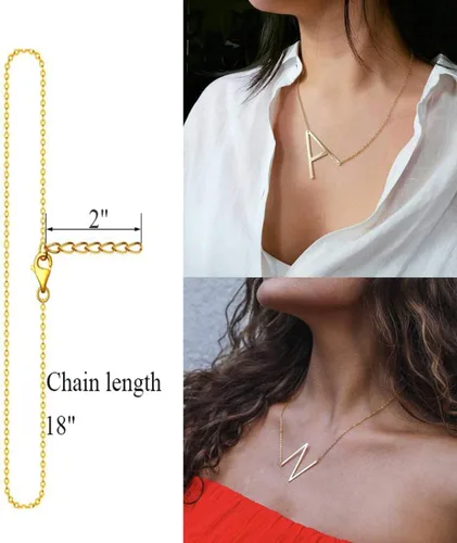 Vista 2 de Collar con inicial grande, dije de letra grande, regalo de cumpleaños, para mujer, hermana, esposa, amiga